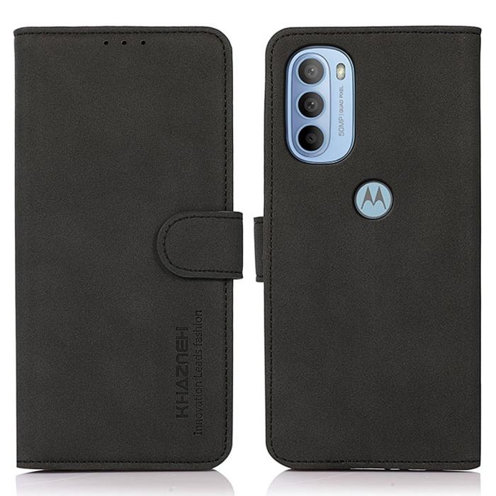 Bild 1, KHAZNEH Motorola Moto G31 / G41 Fodral Retro Läder Svart