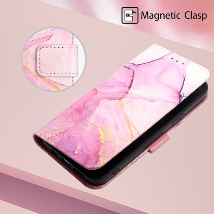 Bild 5, iPhone 14 Fodral Marmor Rosa/Lila/Guld