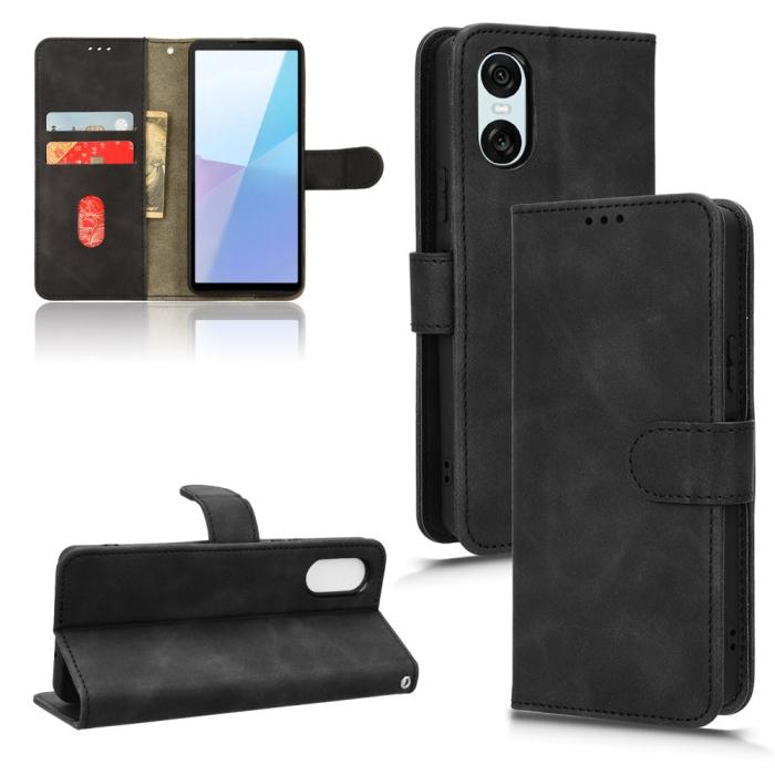 Bild 5, Sony Xperia 10 VI Fodral Skin Touch Läder Fodral Svart