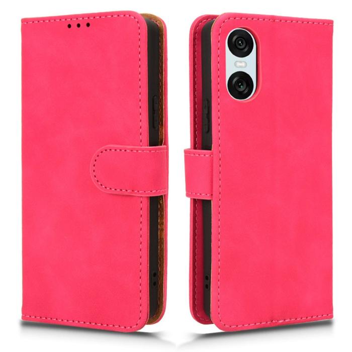 Bild 1, Sony Xperia 10 VI Fodral Skin Touch Läder Fodral Rosa