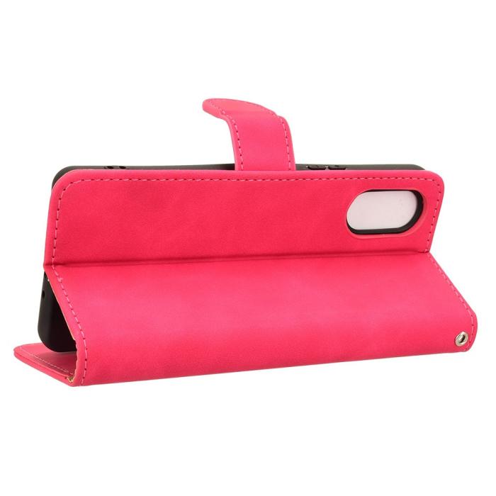 Bild 3, Sony Xperia 10 VI Fodral Skin Touch Läder Fodral Rosa