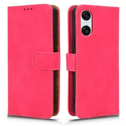 Sony Xperia 10 VI Fodral Skin Touch Läder Fodral Rosa