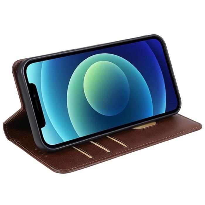 Bild 2, iPhone 15 Plus Fodral Flip Läder Brun