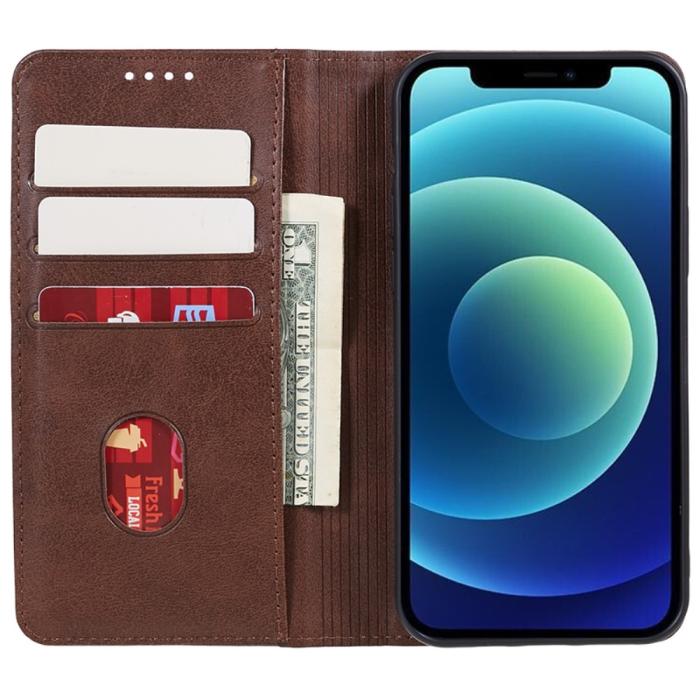 Bild 3, iPhone 15 Plus Fodral Flip Läder Brun