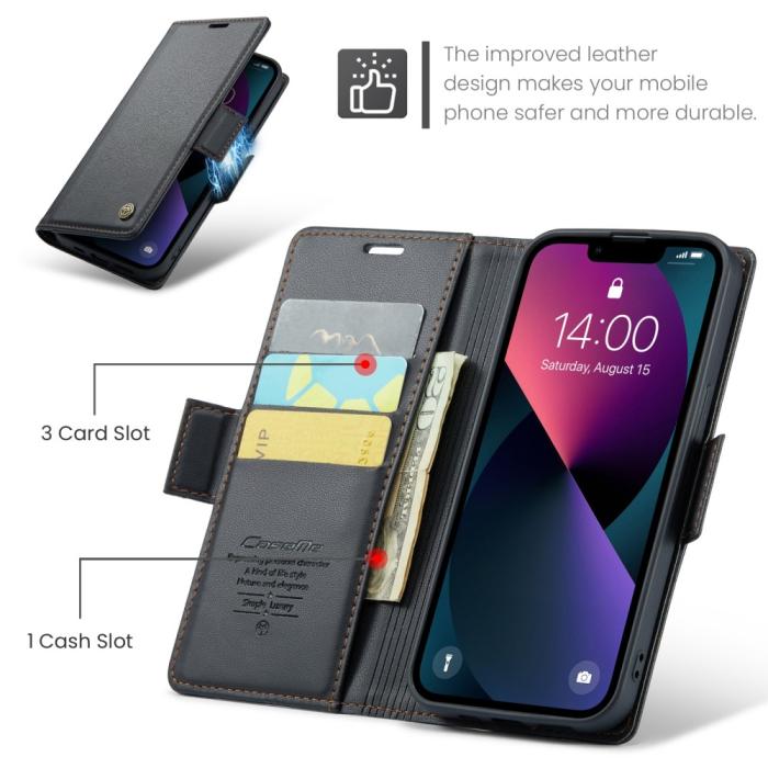 Bild 5, CASEME iPhone 15 Plus Fodral Läder RFID Svart