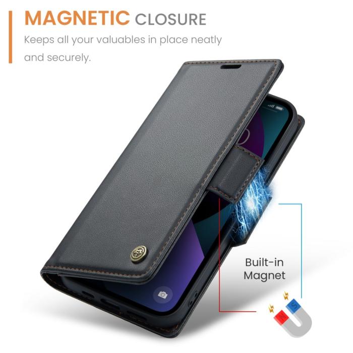 Bild 6, CASEME iPhone 15 Plus Fodral Läder RFID Svart