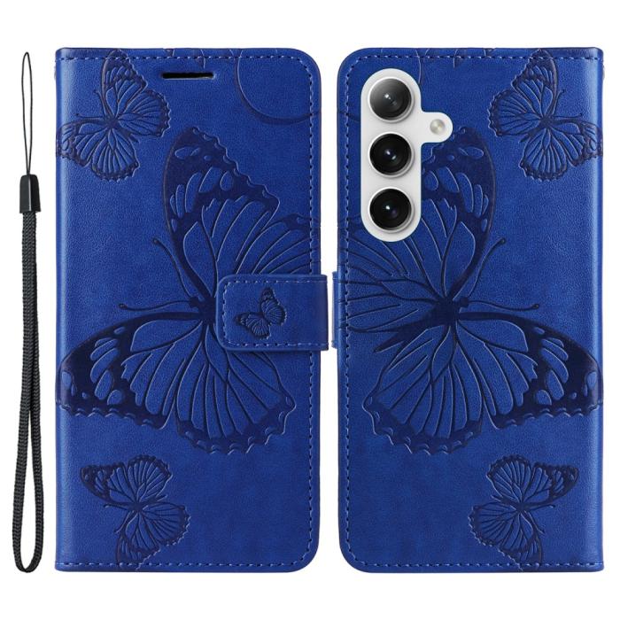 Bild 1, Samsung Galaxy S24 Fodral Fjäril Tryck Blå