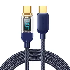 Joyroom 1.2m 100W PD USB-C / USB-C Nylonkabel Blå