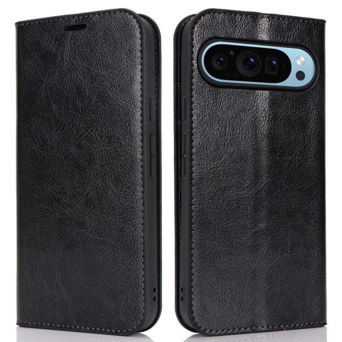 Bild 1, Google Pixel 9 Pro XL Fodral Crazy Horse Läder Svart