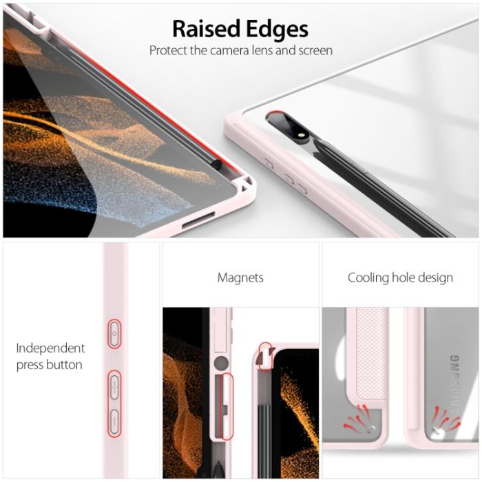 Bild 3, DUX DUCIS Galaxy Tab S8 Ultra Fodral TOBY Tri-Fold Rosa