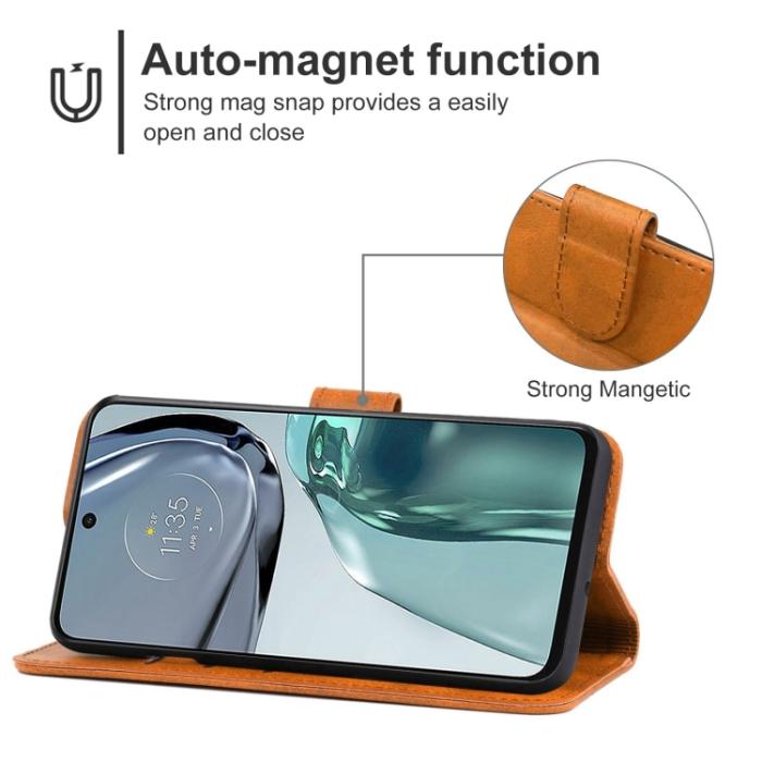 Bild 4, Motorola Moto G62 5G Fodral Solid Läder Brun