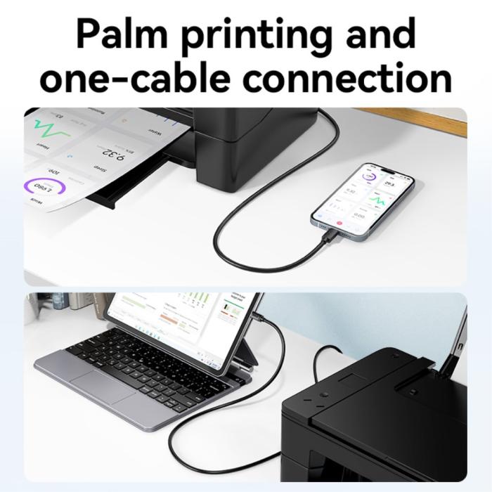 Bild 4, JASOZ 1m USB-C till USB Type B 2.0 Svart