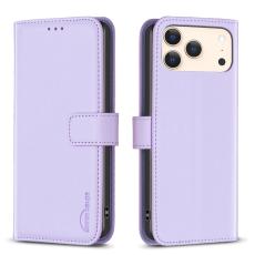 BINFEN iPhone 17 Pro Fodral L&auml;der Lila