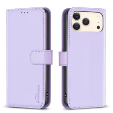 BINFEN iPhone 17 Pro Fodral L&auml;der Lila