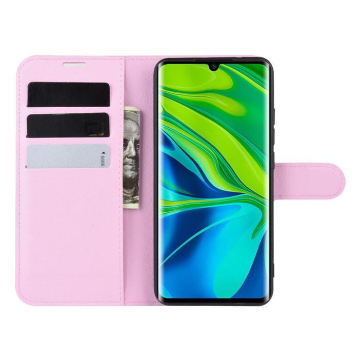 Bild 4, Xiaomi Mi Note 10/10 Pro - Litchi Plånboksfodral - Ljus Rosa