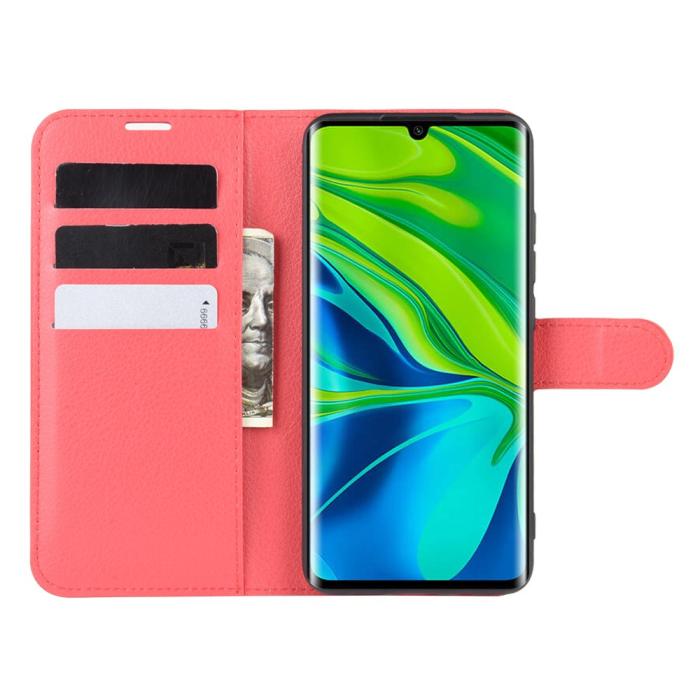 Bild 4, Xiaomi Mi Note 10/10 Pro - Litchi Plånboksfodral - Röd