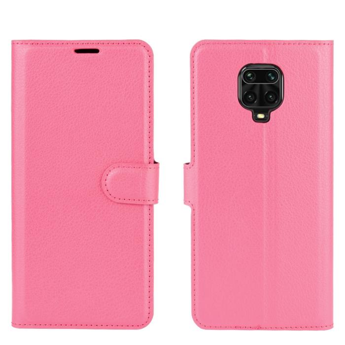 Bild 2, Xiaomi Redmi Note 9 Pro/Note 9S - Litchi Plånboksfodral - Rosa