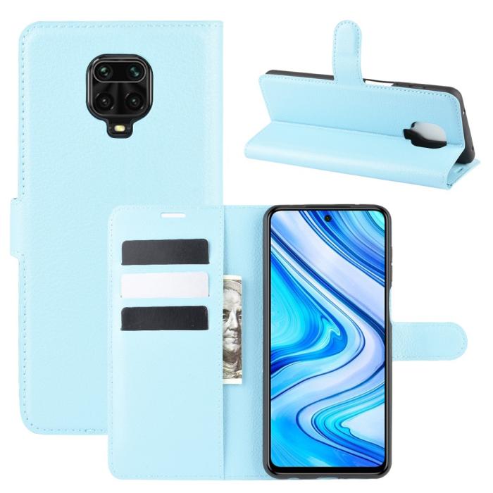Bild 1, Xiaomi Redmi Note 9 Pro/Note 9S - Litchi Plånboksfodral - Ljus Blå