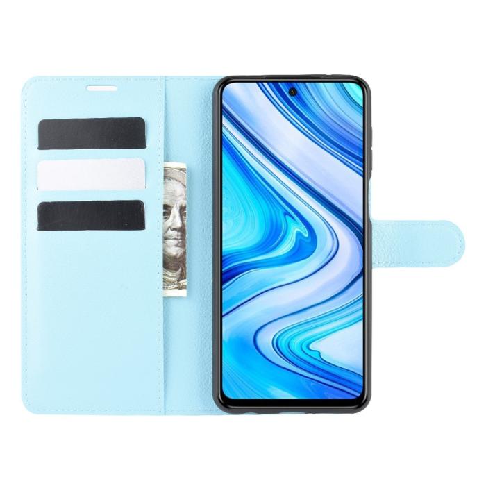 Bild 4, Xiaomi Redmi Note 9 Pro/Note 9S - Litchi Plånboksfodral - Ljus Blå