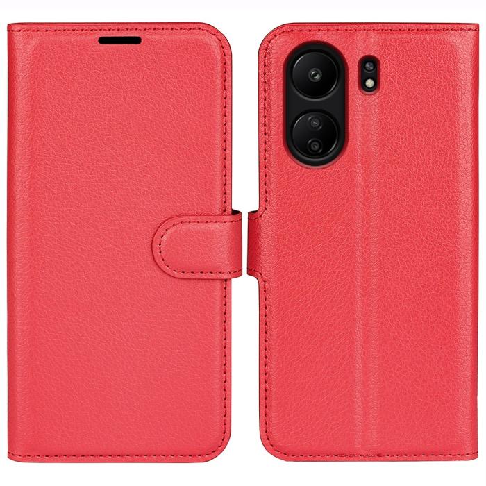 Bild 1, Xiaomi Redmi 13C 4G Fodral Litchi Läder Röd