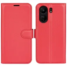 Xiaomi Redmi 13C 4G Fodral Litchi L&auml;der R&ouml;d