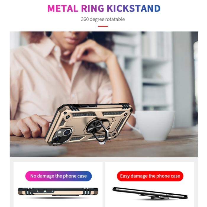 Bild 3, iPhone 14 Plus Skal Shockproof Ring Guld