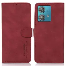 KHAZNEH Motorola Edge 40 Neo 5G Fodral Retro L&auml;der R&ouml;d