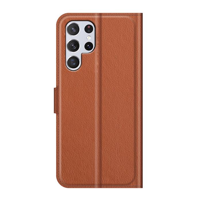 Bild 3, Samsung Galaxy S22 Ultra Fodral Litchi Läder Brun