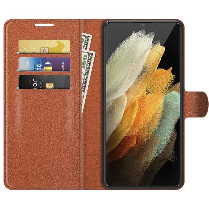 Bild 4, Samsung Galaxy S22 Ultra Fodral Litchi Läder Brun