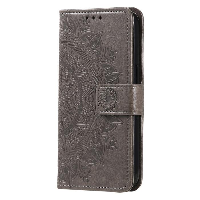 Bild 5, Sony Xperia 1 VII Fodral Mandala Läder Grå