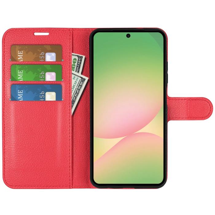 Bild 2, Samsung Galaxy A57 5G Fodral Litchi Läder Röd