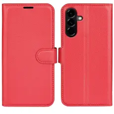 Samsung Galaxy A57 5G Fodral Litchi L&auml;der R&ouml;d