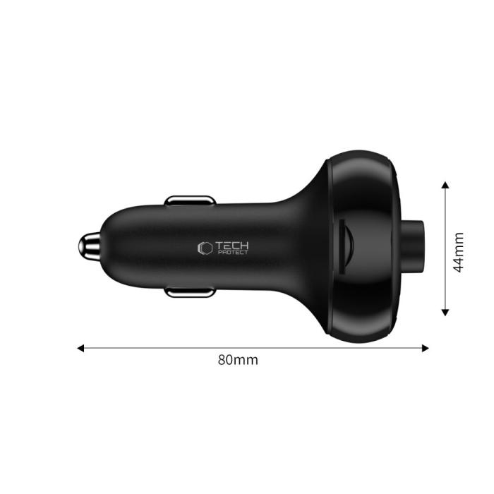 Bild 3, Tech-Protect 72W PD USB-C / USB-A Billaddare Med Bluetooth FM Sändare