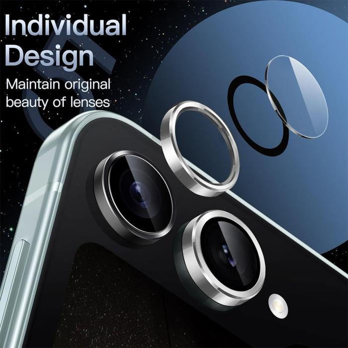 Bild 2, ENKAY Galaxy Z Flip 6 Linsskydd Härdat Glas Silver