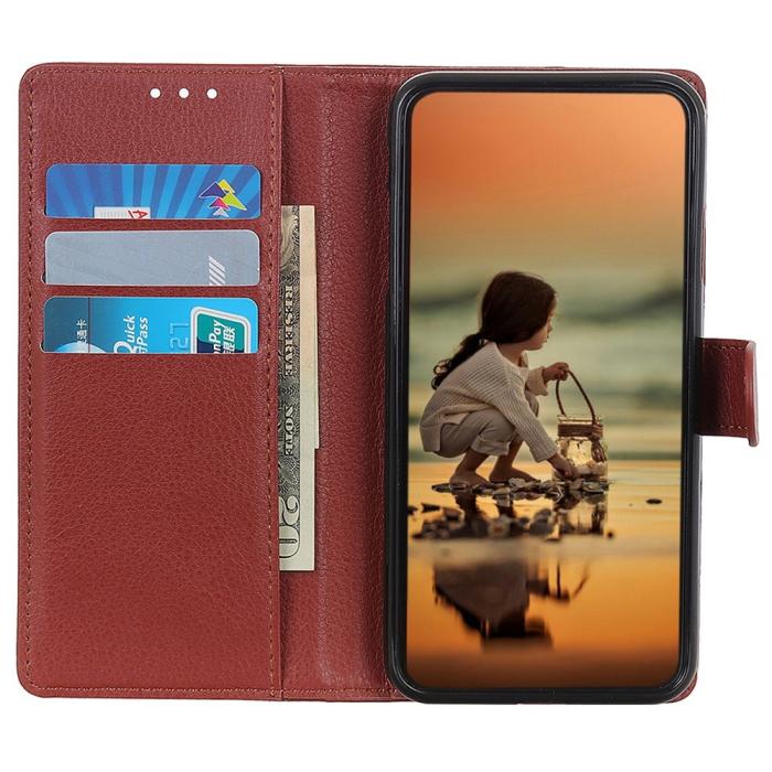 Bild 3, OnePlus Nord 2T 5G Fodral Litchi Läder Brun