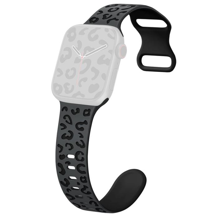 Bild 1, Apple Watch 38/40/41 Klockarband Leopard Grå/Svart