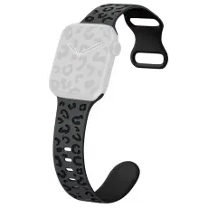 Apple Watch 38/40/41/42 Klockarmband Leopard Gr&aring;/Svart
