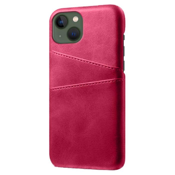 Bild 2, iPhone 15 Plus Skal Läder Med 2 Kortfack Rosa