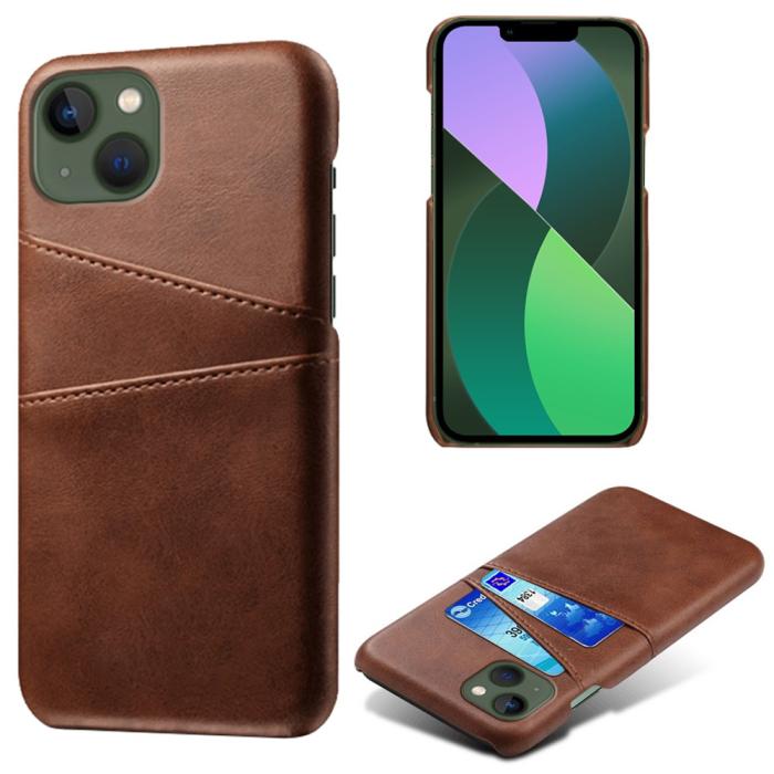 Bild 1, iPhone 15 Plus Skal Läder Med 2 Kortfack Brun