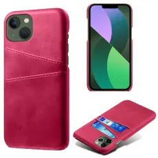 iPhone 15 Plus Skal L&auml;der Med 2 Kortfack Rosa