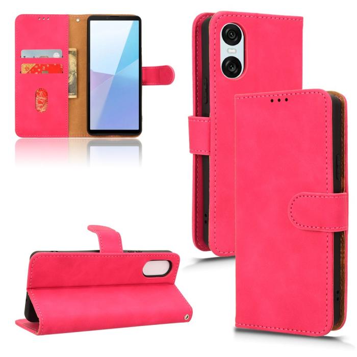 Bild 5, Sony Xperia 10 VI Fodral Skin Touch Läder Fodral Rosa