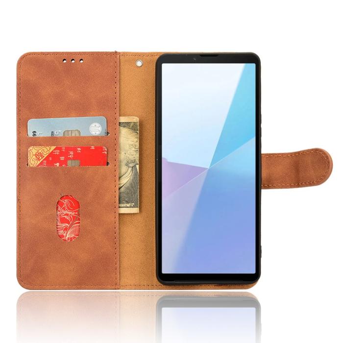 Bild 2, Sony Xperia 10 VI Fodral Skin Touch Läder Fodral Brun