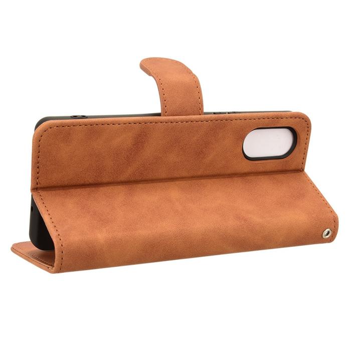 Bild 3, Sony Xperia 10 VI Fodral Skin Touch Läder Fodral Brun