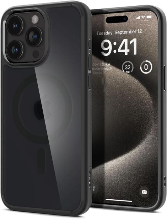 Bild 1, Spigen iPhone 15 Pro Skal MagSafe Ultra Hybrid Frostad Svart
