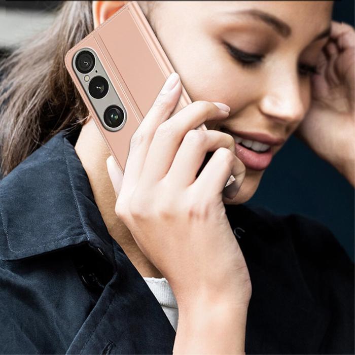Bild 6, Sony Xperia 1 VII Fodral Flip Läder Roséguld