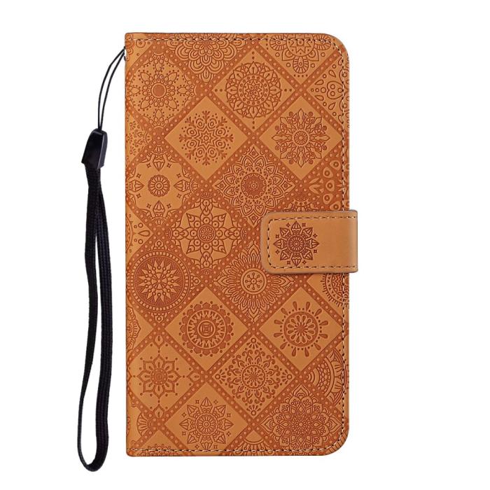 Bild 2, Samsung Galaxy S22 Plus Fodral Tryckta Mandala Blommor Brun