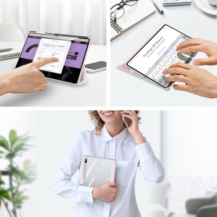 Bild 4, DUX DUCIS Galaxy Tab S8 Ultra Fodral TOBY Tri-Fold Rosa