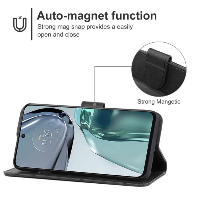 Bild 4, Motorola Moto G62 5G Fodral Solid Läder Svart