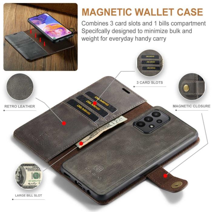 Bild 6, DG.MING Samsung Galaxy A23 5G 2in1 Magnet Fodral / Skal Grå