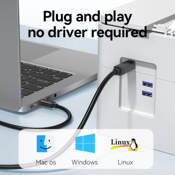 Bild 6, JASOZ 1m USB-C till USB Type B 2.0 Svart